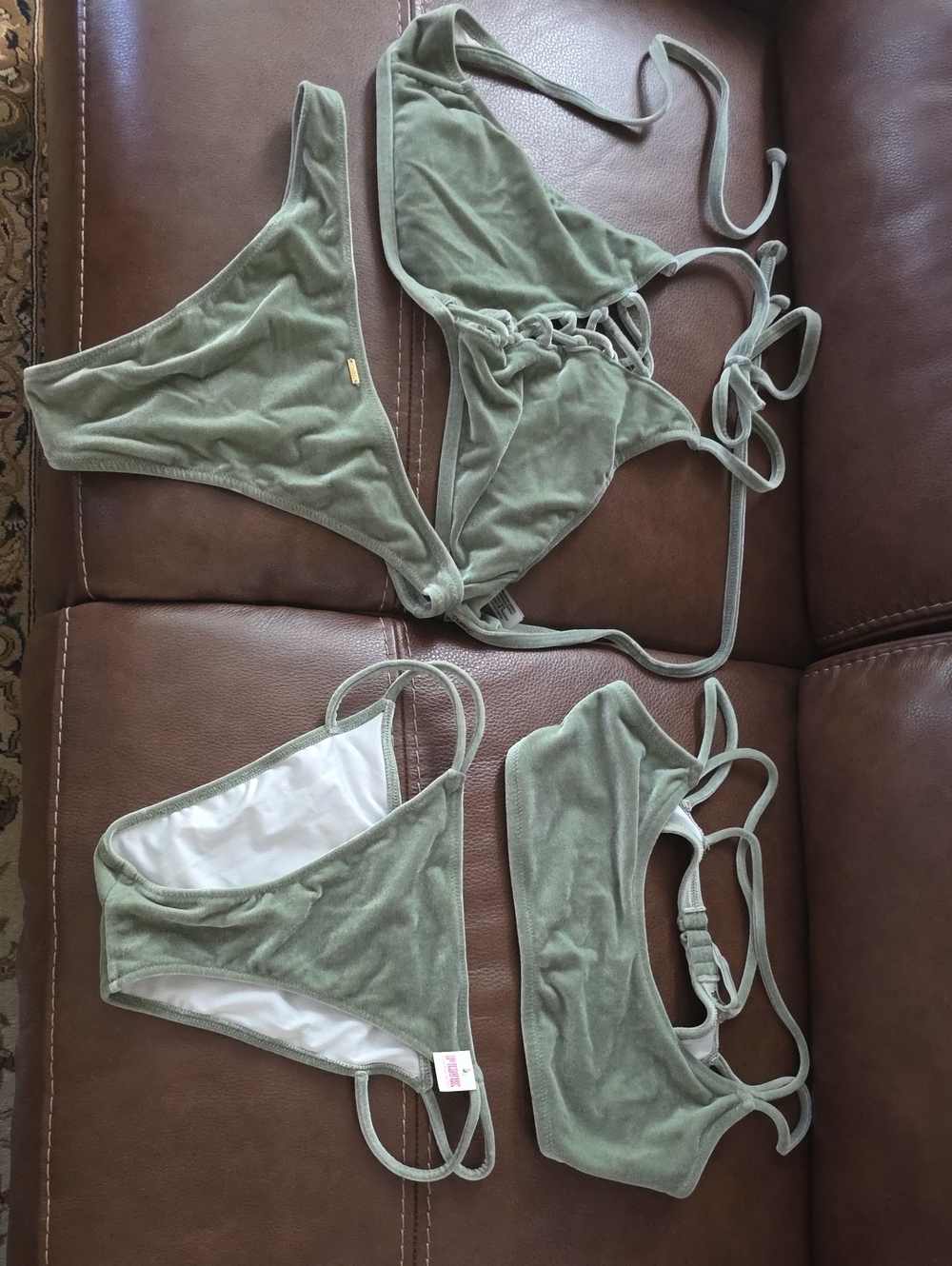 Victoria Secret Green Velvet Bikini 2 Sets